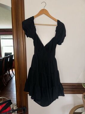 Princess Polly Black Puff Sleeve Back-Tie Dress